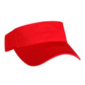 Laundered Chino Twill Visor with Hook and Loop Closure (Red)